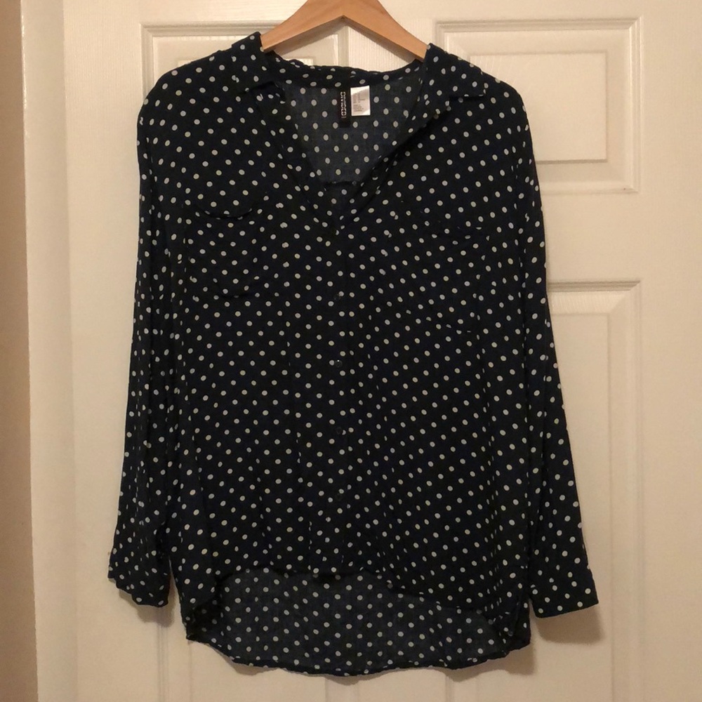 Divided Green Polka Dot Blouse